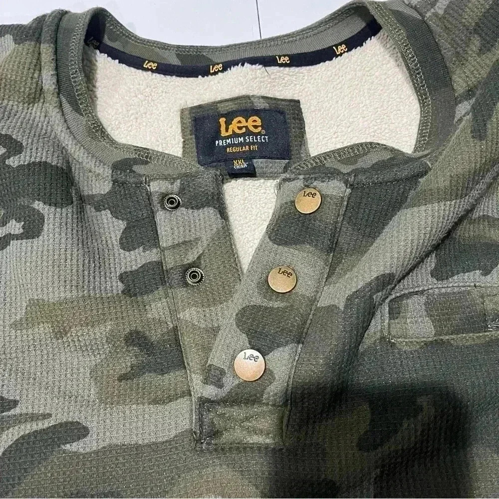 Men's XXL Lee sweater long sleeve shepra camo thick shaket winter thick green - Picture 2 of 4